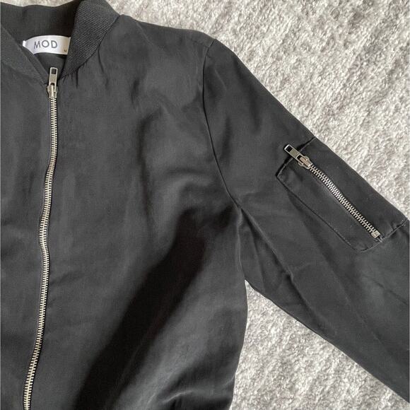 MOD Full-Zip Bomber Jacket Women Size M Black‎ Pockets Lined Style#31125 - Picture 11 of 12